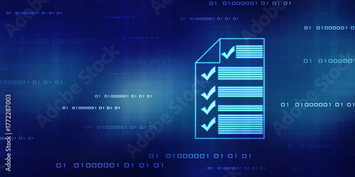 Bilde på lerret Check Mark on Abstract Blue Backgroud