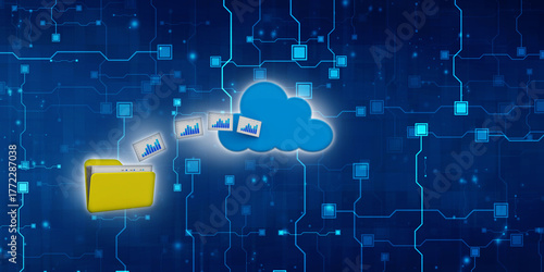 3d rendering Cloud computing concept, Cloud internet technology concept background, Cloud computing and network security technology concept