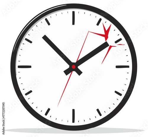 Clock with Crack Illustrating Deadline Pressure or Time Crunch with Urgency