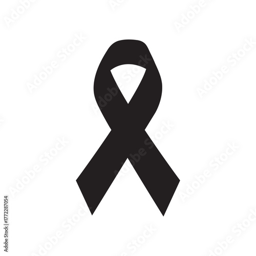 black ribbon mourning sign
