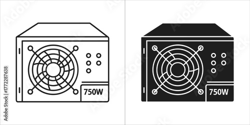 Power supply unit for computer, vector illustration