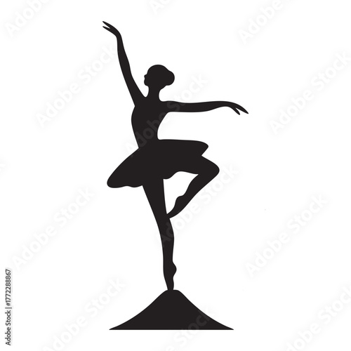 Elegant ballerina dancing silhouette in motion
