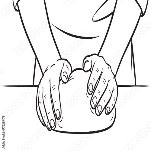 Kitchen Illustration: Kneading Dough