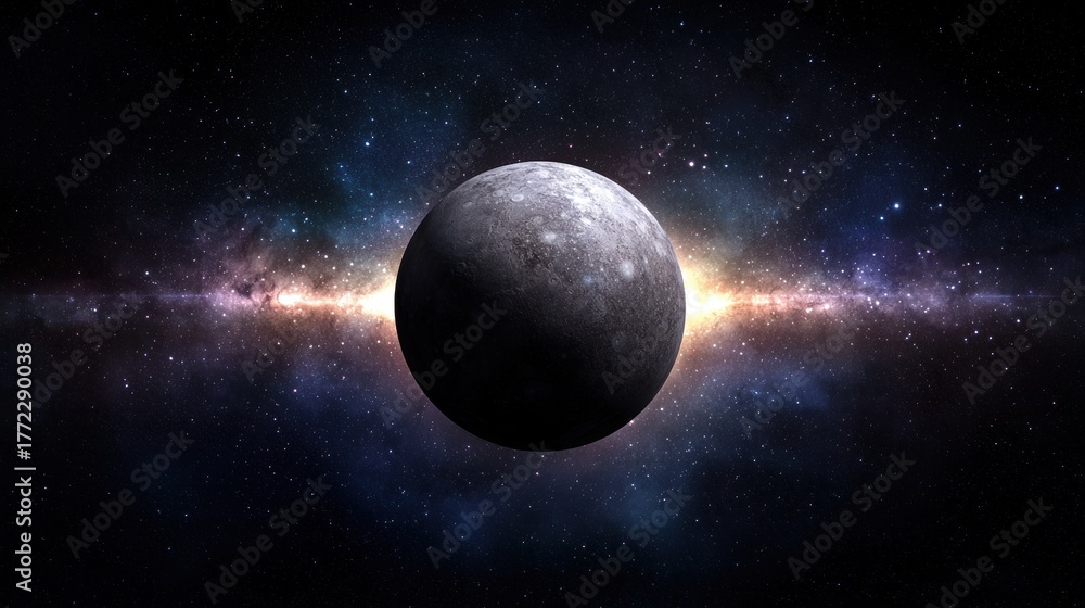 Fototapeta premium A large planet with a ring of stars around it.