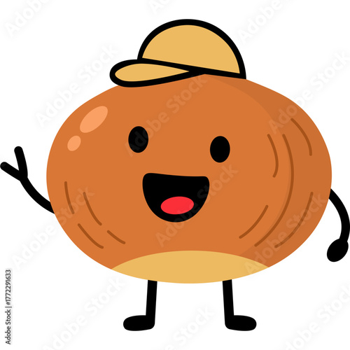 Cute Chestnut Cartoon Character Illustration