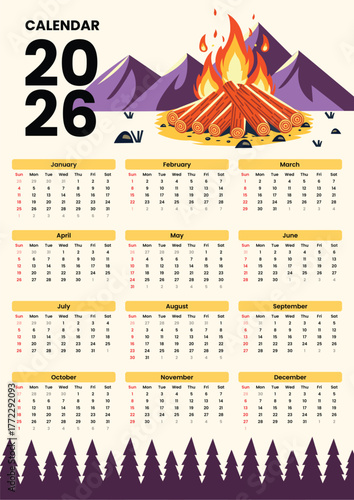 2026 Yearly Calendar Template Design