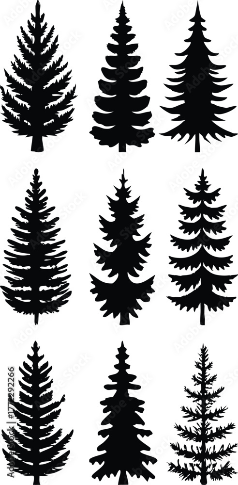 Obraz premium A seamless vector pattern of green Christmas trees and pine branches for a winter holiday celebration background design