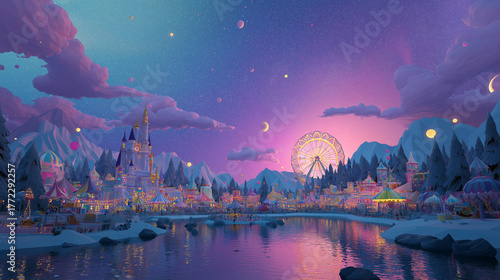 Illustration of magical childhood dreams. Concept of children's imagination and unseen worlds.