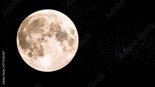 A large, bright, full moon in the night sky.