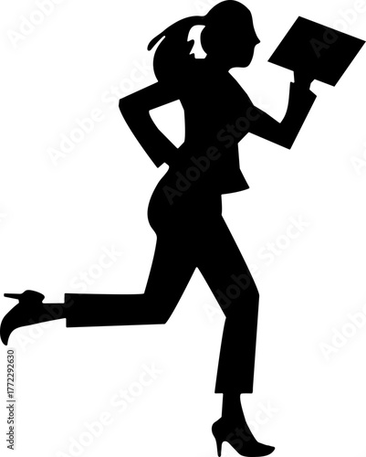 women run bussiness office worker silhouette