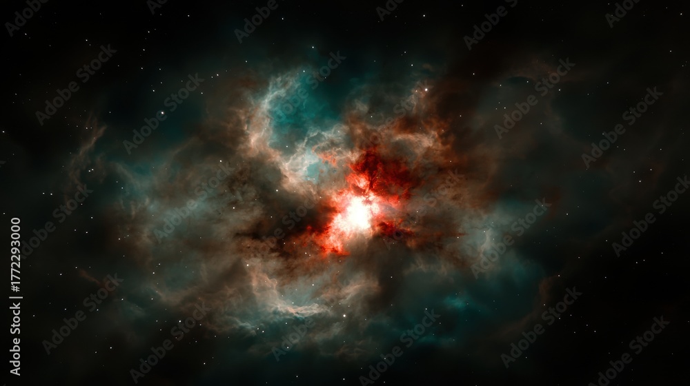 Fototapeta premium A nebula with red, orange, and white colors.
