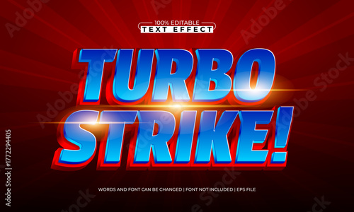 turbo strike editable speed text effect for racing title and poster