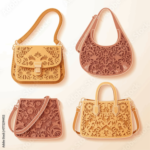 vector illustration of female bag or sling bags