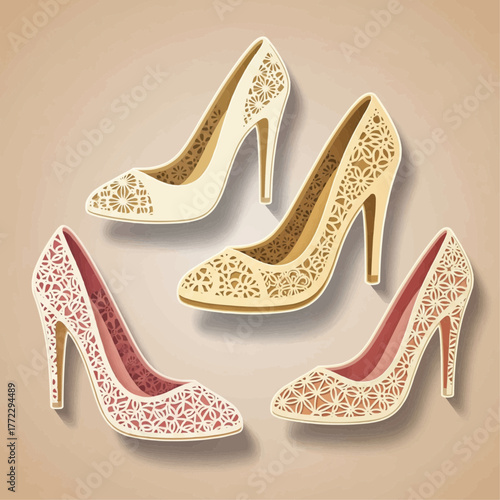 set of woman high heels or stilettos 