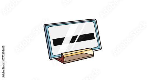 Acrylic nameplate with gold base, isolated on white background