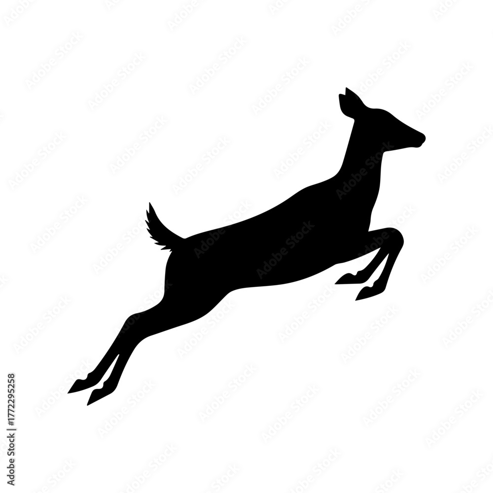 Obraz premium Running Deer Silhouette Vector Art