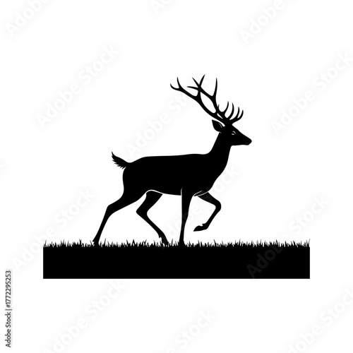 Running Deer Silhouette Vector Art