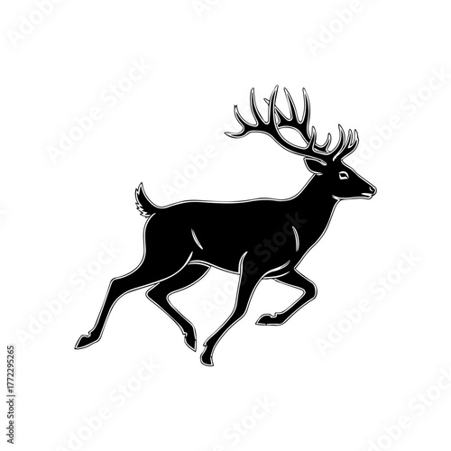 Running Deer Silhouette Vector Art