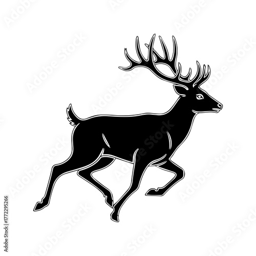 Running Deer Silhouette Vector Art