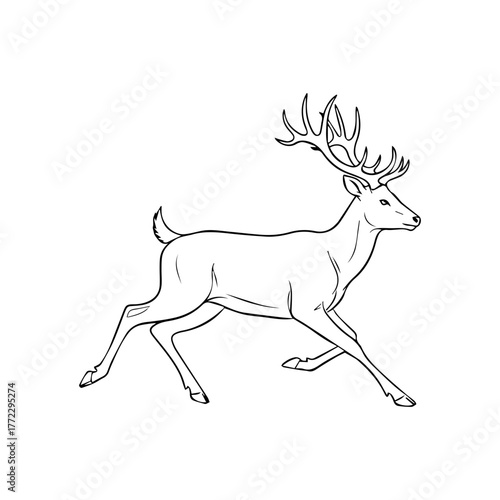 Running Deer Silhouette Vector Art