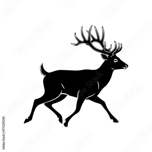 Running Deer Silhouette Vector Art