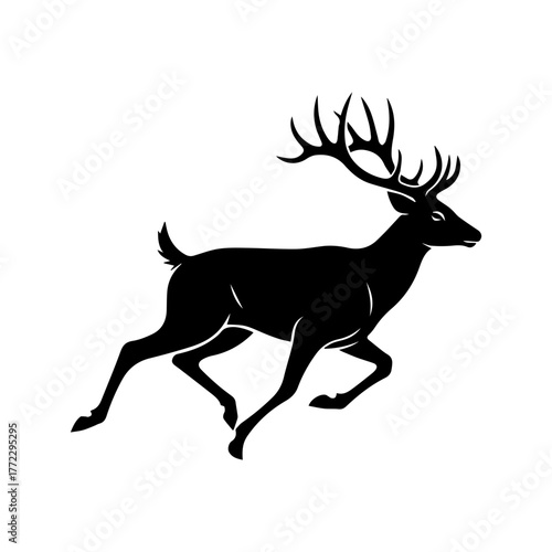 Running Deer Silhouette Vector Art
