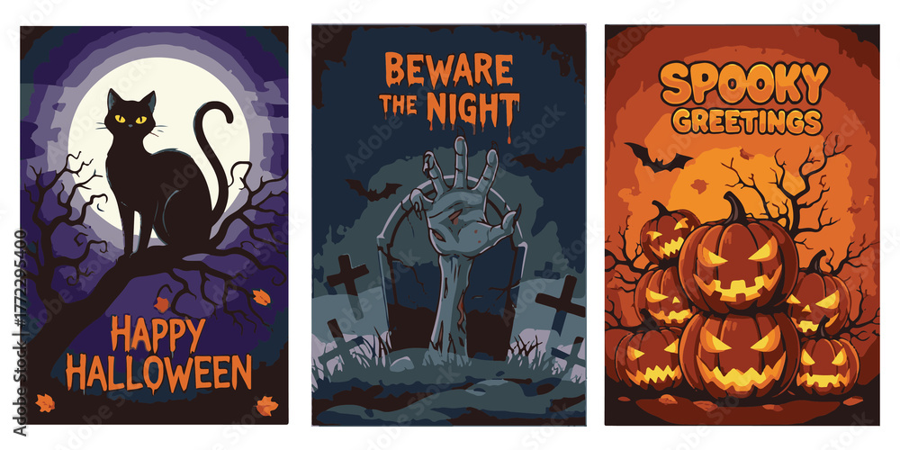 Obraz premium Halloween Party Flyer Template – Spooky Night Event Invitation Design