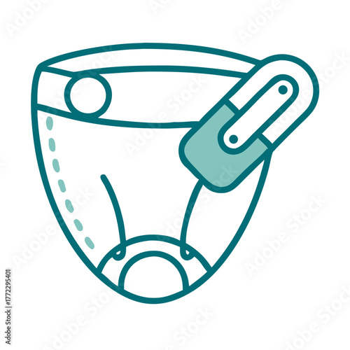 Diaper with Pin Icon for Web and Graphic Design