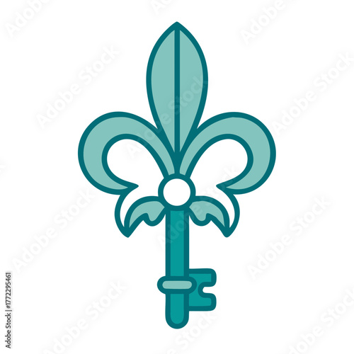 Fleur de Lis Inspired Key Icon for Web and Graphic Design