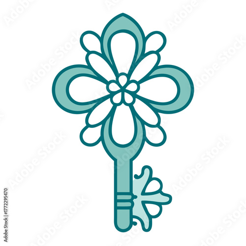 Floral Decorative Skeleton Key Icon for Web and Graphic Design