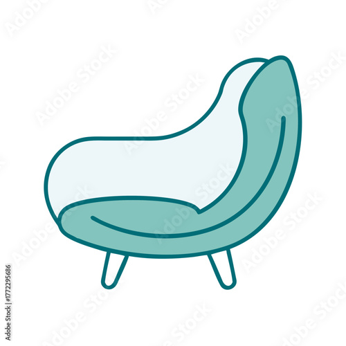 Modern Curved Armchair Icon for Web and Graphic Design