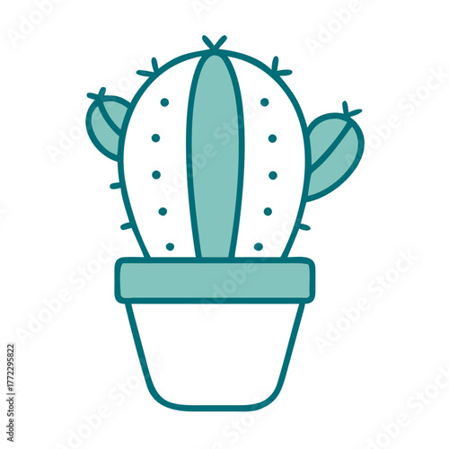 Round Cactus with Side Arms in a Pot Icon for Web and Graphic Design