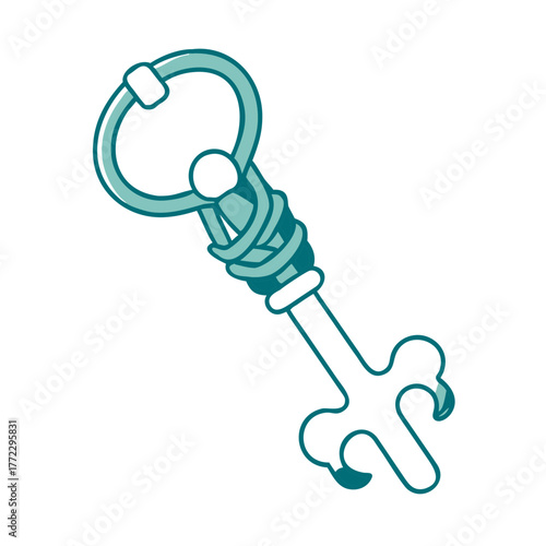 Royal Skeleton Key with Looped Handle Icon for Web and Graphic Design