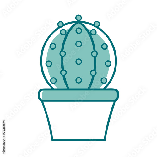 Spherical Cactus with Small Buds in a Pot Icon for Web and Graphic Design