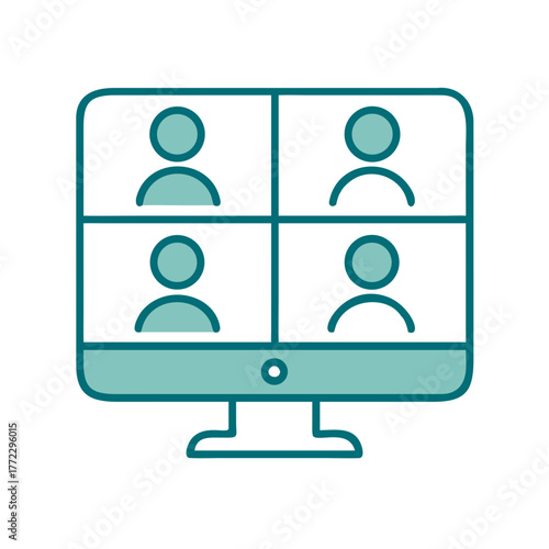 Video Conference with Multiple People Icon for Web and Graphic Design
