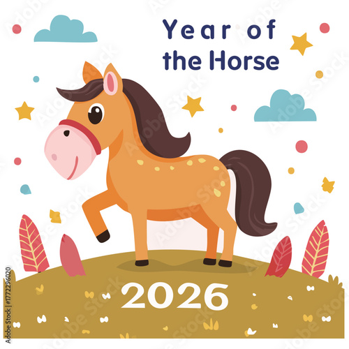 午年2026年ベクター - 年賀状グリーティングカードデザイン