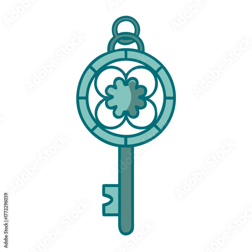 Vintage Key with Circular Motif Icon for Web and Graphic Design