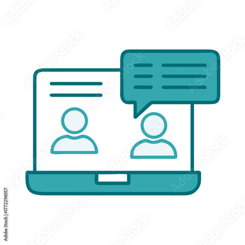 Virtual Chat or Online Discussion Icon for Web and Graphic Design