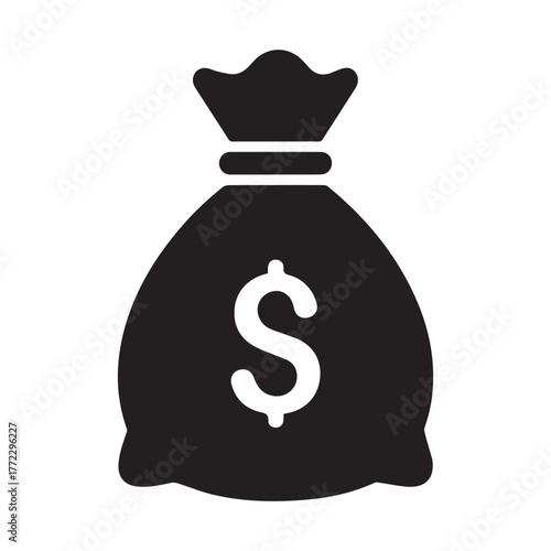 Money Bag Icon  Finance, Wealth, Investment, Savings Vector Illustration
