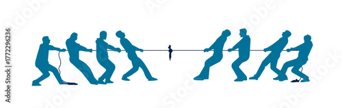 silhouettes of persons in tug of war sport activity isolated on transparent background