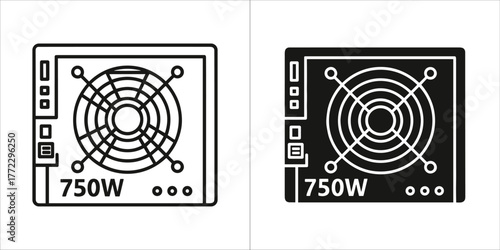 750w computer power supply vector illustration