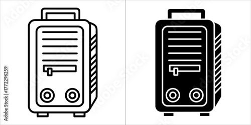 Welding machine icon in black and white style