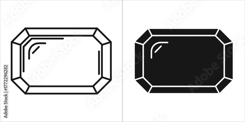 Emerald cut gemstone, vector illustration of jewel