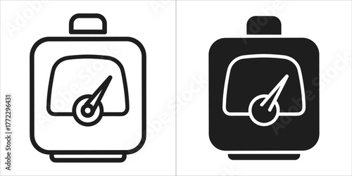 Outline and solid style gauge icon vector