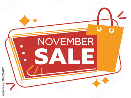 November Sale Icon Shopping Bag, Festive Design for Promotional Sales and Marketing