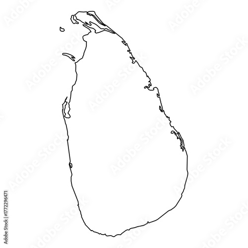 Sri Lanka Vector Map Outline | Editable Sri Lanka SVG Line Art | Minimalist Country Map for Design & Education