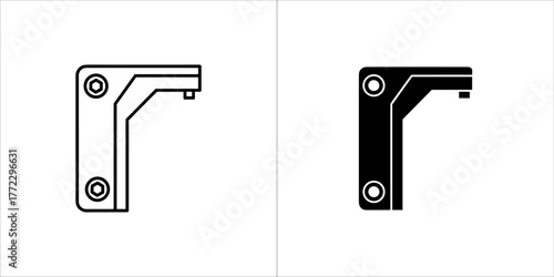 Black and white vector illustration of a corner bracket