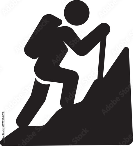 Hiking Icon. Solid vector icons of hiking companionship. Adventure and Outdoor Exploration Graphics. walking icon, forest hike, nature run, beach workout, park yoga, group walk, scenic path.