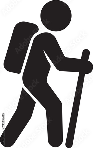 Hiking Icon. Solid vector icons of hiking companionship. Adventure and Outdoor Exploration Graphics. walking icon, forest hike, nature run, beach workout, park yoga, group walk, scenic path.