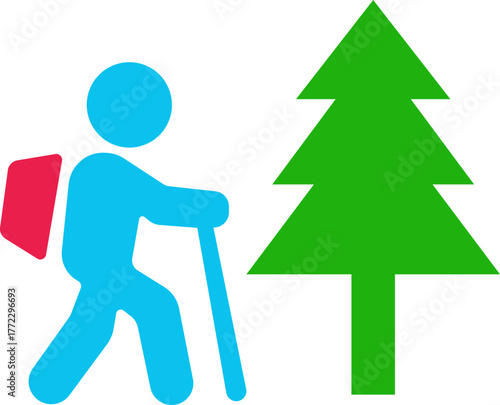 Hiking Icon. Solid vector icons of hiking companionship. Adventure and Outdoor Exploration Graphics. walking icon, forest hike, nature run, beach workout, park yoga, group walk, scenic path.